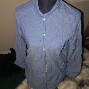 Blue button down top